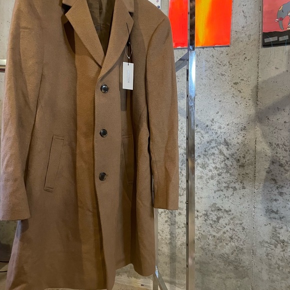 Kenneth Cole Reaction Brown‎ Wool Long Coat - Picture 3 of 3